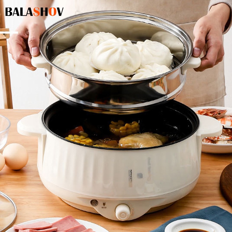 Slow Cooker Ceramic - หม้อหุงข้าวอเนกประสงค์หม้อหุงข้าวชั้นเดียว/สองชั้นขนาด220โวลต์1-2คนในครัวเรือนหม้อหุงข้าวไม่ติดกระทะอุปกรณ์ทำอาหาร