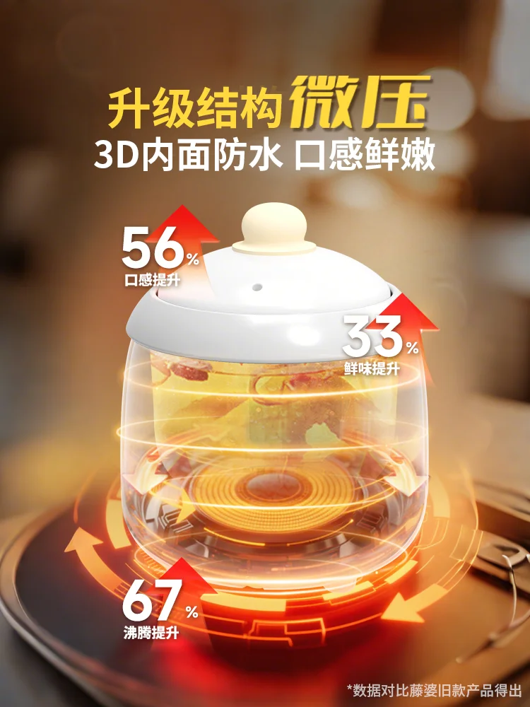 Slow Cooker Ceramic - หม้อไฟฟ้าตุ๋นอาหาร Tengpo 220V หม้อเซรามิกขนาดเล็ก ทำซุป ตุ๋น