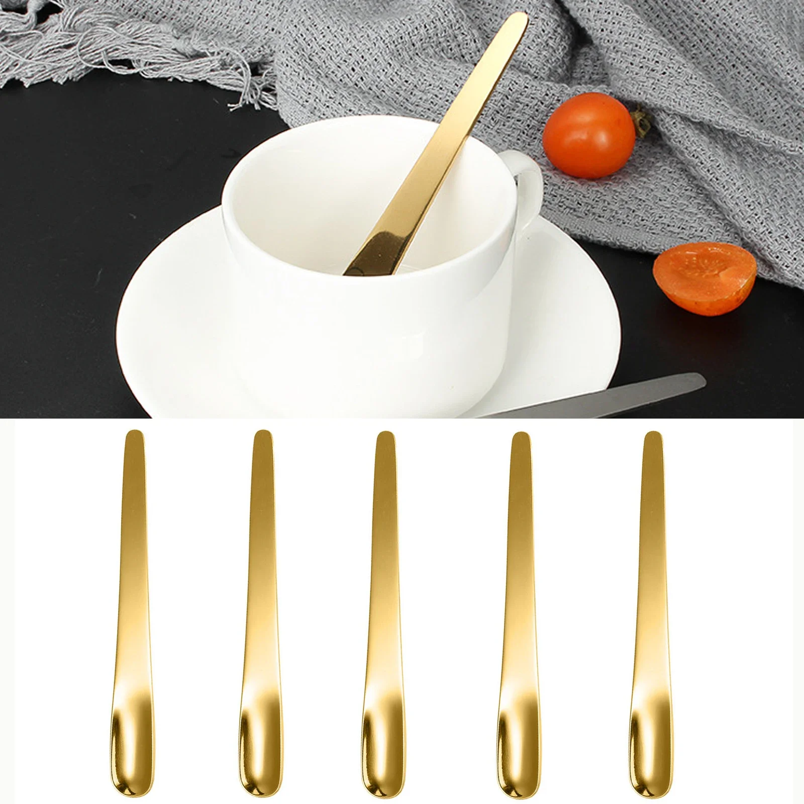 Kitchen Appliances Electronics - 5ชิ้นช้อนกาแฟช้อนแบนสแตนเลสสำหรับขนมช้อนตักกาแฟขนาดเล็กเครื่องผสมกวนบาร์เครื่องใช้สำหรับโต๊ะอาหารที่ใช้ในครัว