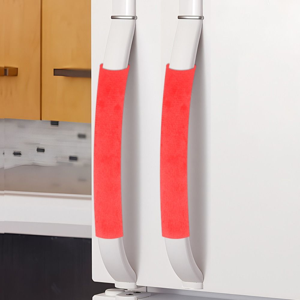 Kitchen Appliances Red Knobs - ของตกแต่งตู้เย็น2ชิ้น/เซ็ตฝาครอบมือจับประตูเครื่องครัวมือจับตู้เย็นเตาอบกันลื่นที่ลูกบิดประตูสีดำสีเทาสีแดง