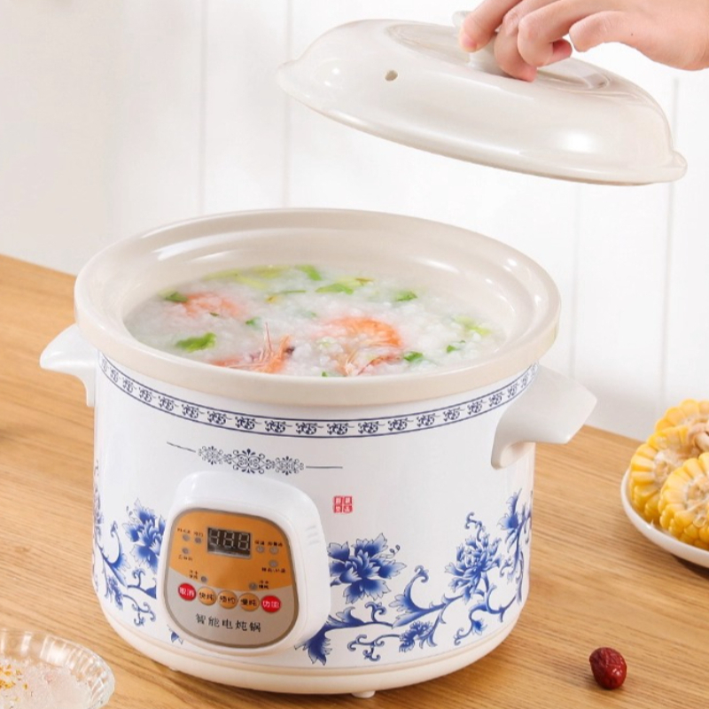 Slow Cooker Ceramic - เครื่องทำซุปไฟฟ้าอัตโนมัติ, หม้อปรุงอาหารเซรามิกอเนกประสงค์สำหรับตุ๋นโจ๊กของหวาน, เครื่องใช้ไฟฟ้าเพื่อสุขภาพขนาดเล็กแบบตั้งโปรแกรมได้